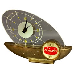 Vintage 1960s Atomic Schaefer Beer Illuminated Bar Clock