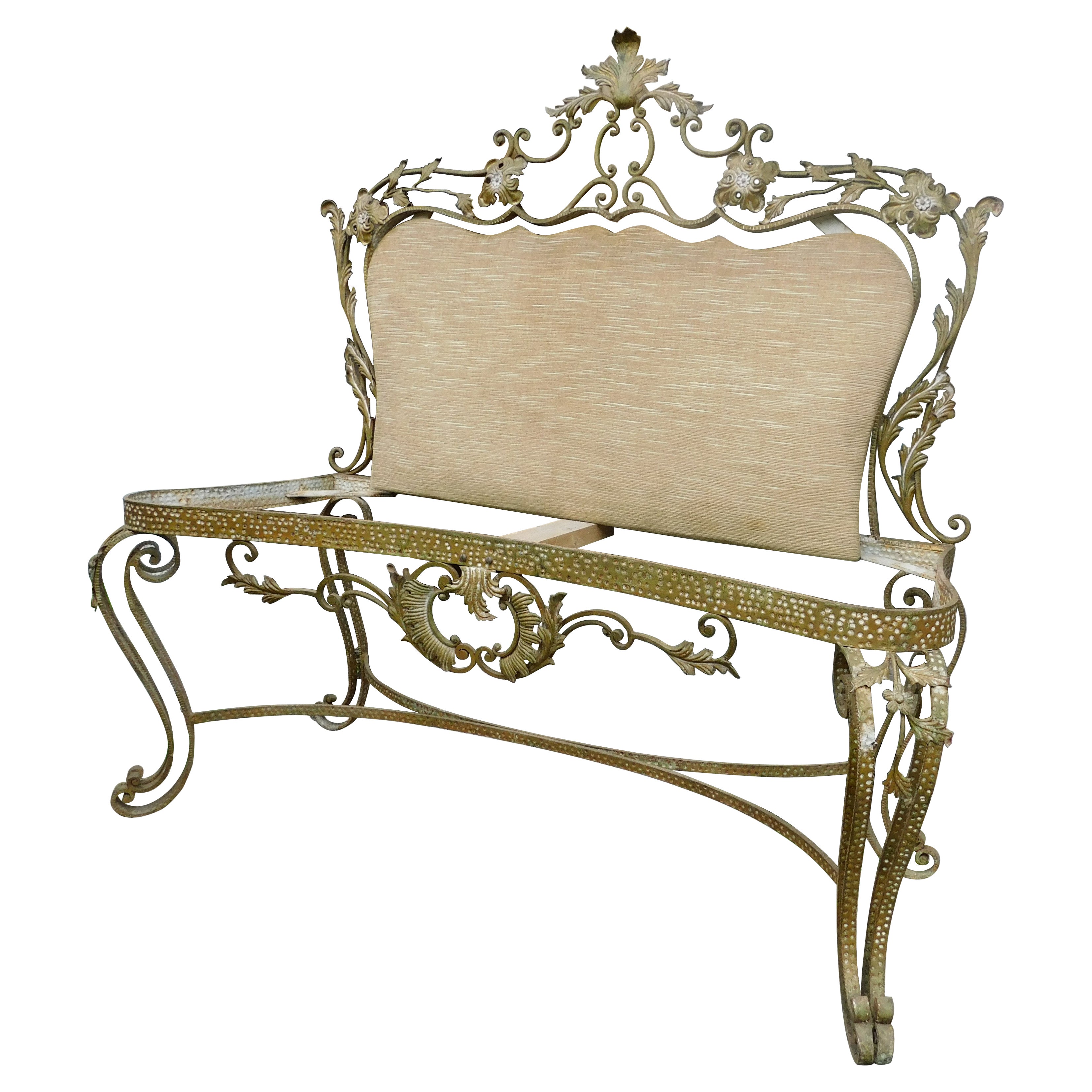 sofa vintage doré à retapisser, très riche, d'Italie en vente