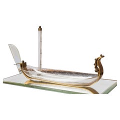 Centre de table Gondola en verre de Murano et bronze - Italie des années 1950