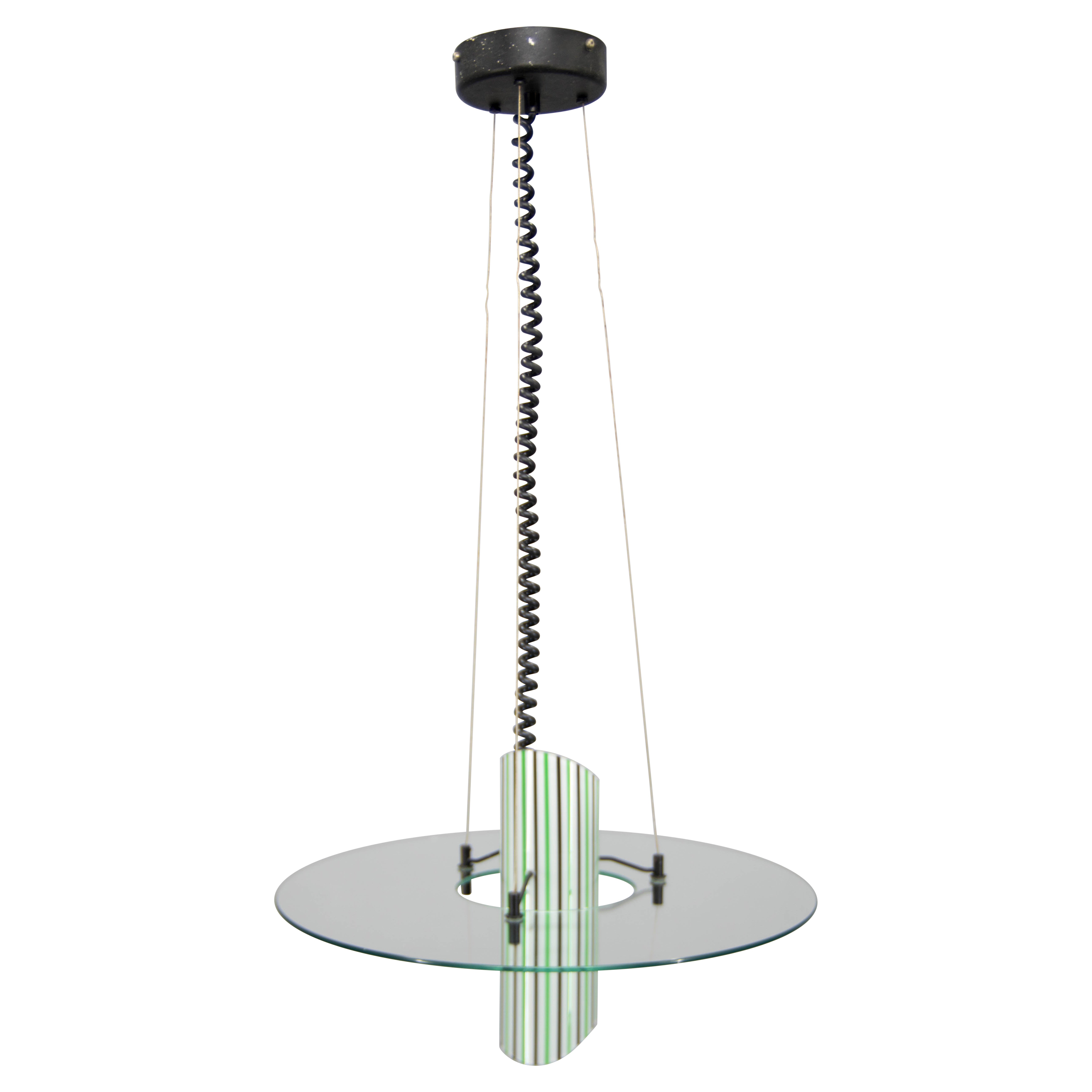 Lampadario italiano in vetro, anni '80