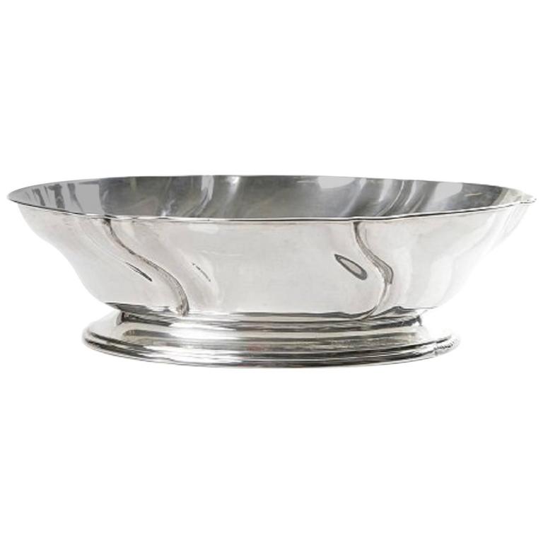 Large Silver Bowl, C G Hallberg, Sweden, Rococo Style For Sale at 1stdibs