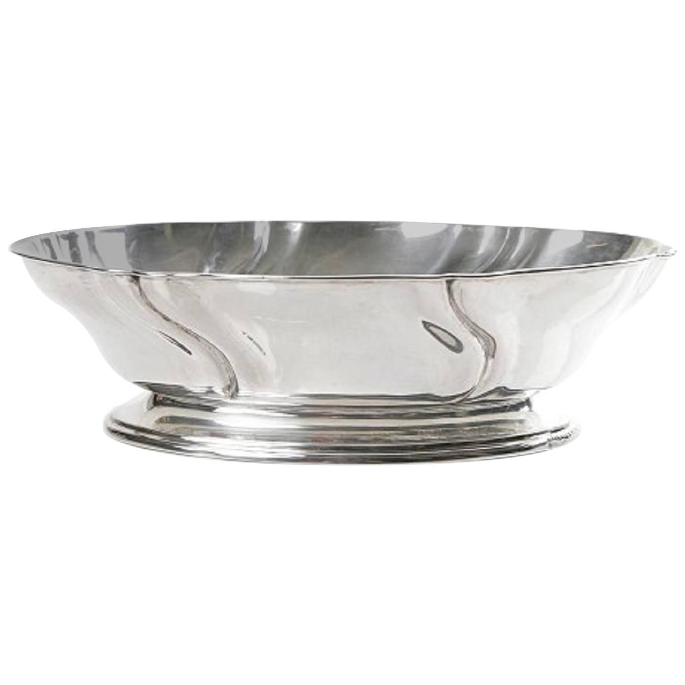 Large Silver Bowl, C G Hallberg, Sweden, Rococo Style For Sale at 1stdibs