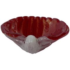 Large Barovier e Toso Red Gold Infused Shell Bowl 11