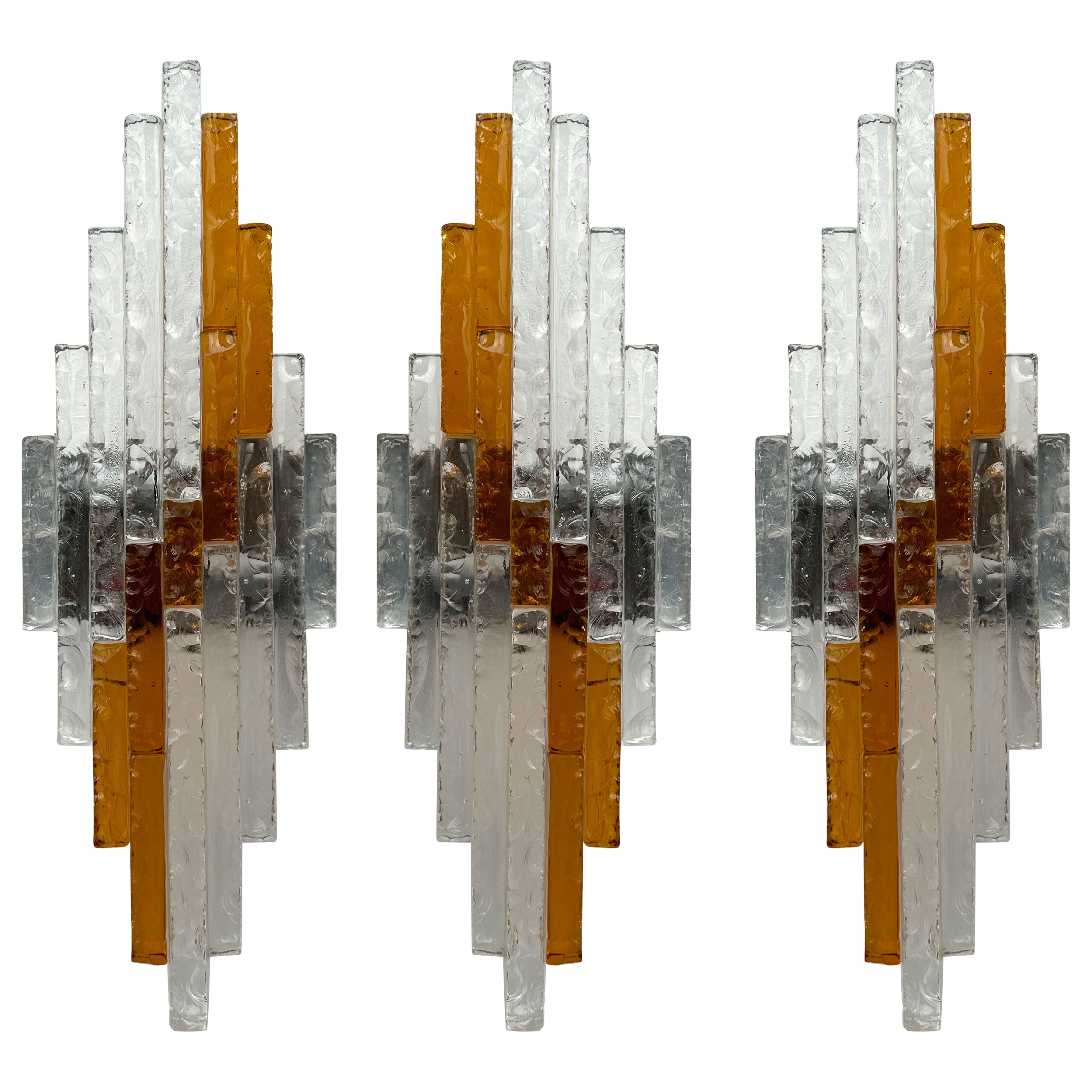 Hammered Glass Metal Sconce by Poliarte, Italy, 1970s