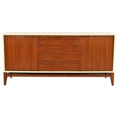 Barbara Barry for Henredon Modern Walnut and Cream Lacquered Sideboard Credenza