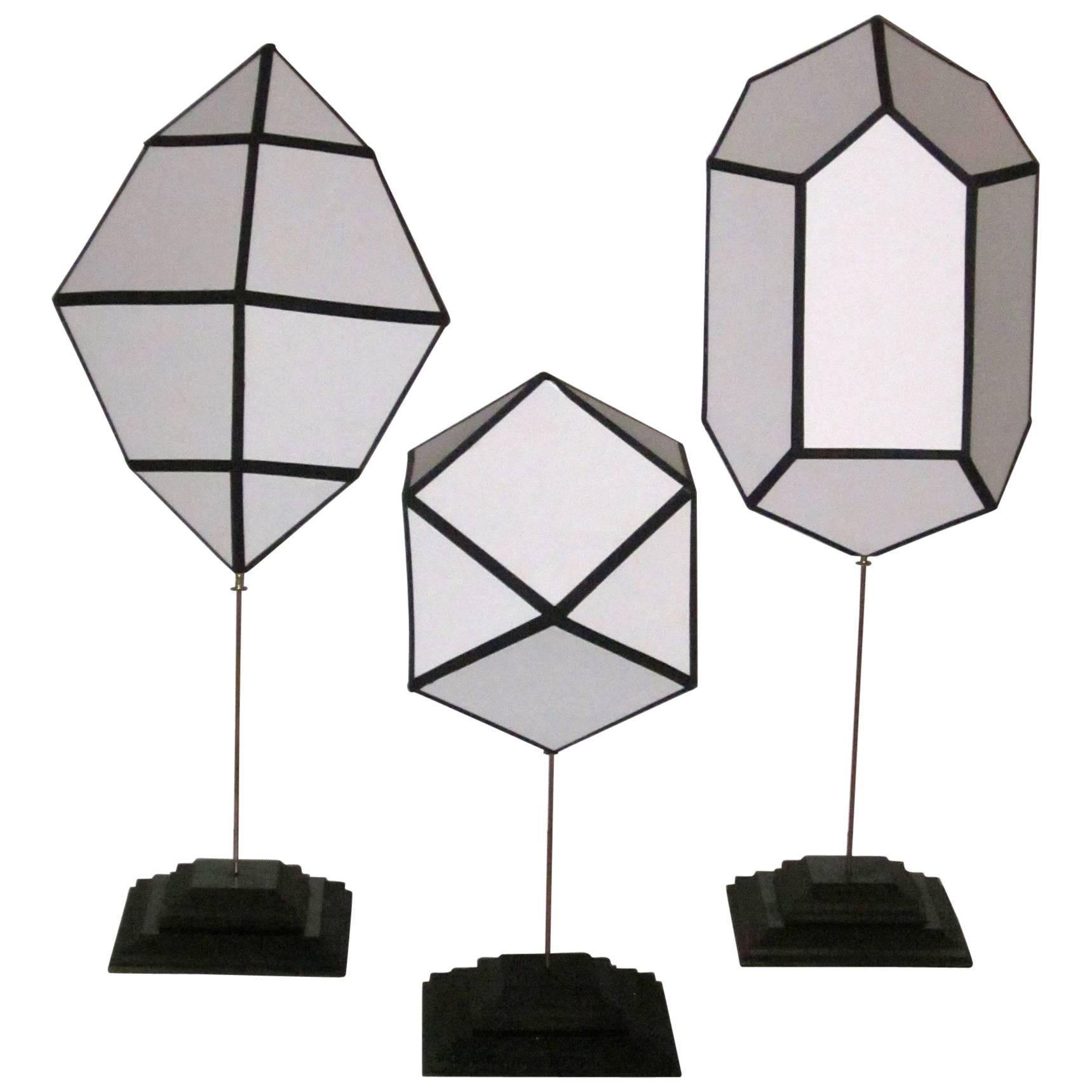 Contemporary Set of Three White with Black Paper Molecules Sculptures, France