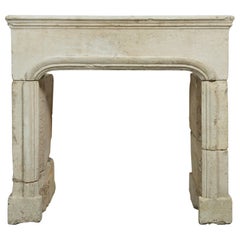 Profiled Antique French Limestone Fireplace Mantel