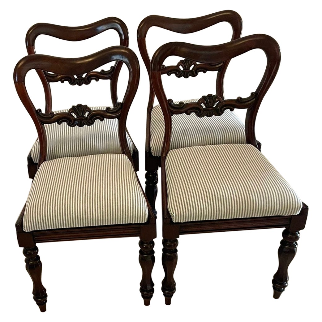Set of 4 Antique Victorian Quality Mahogany Dining Chairs