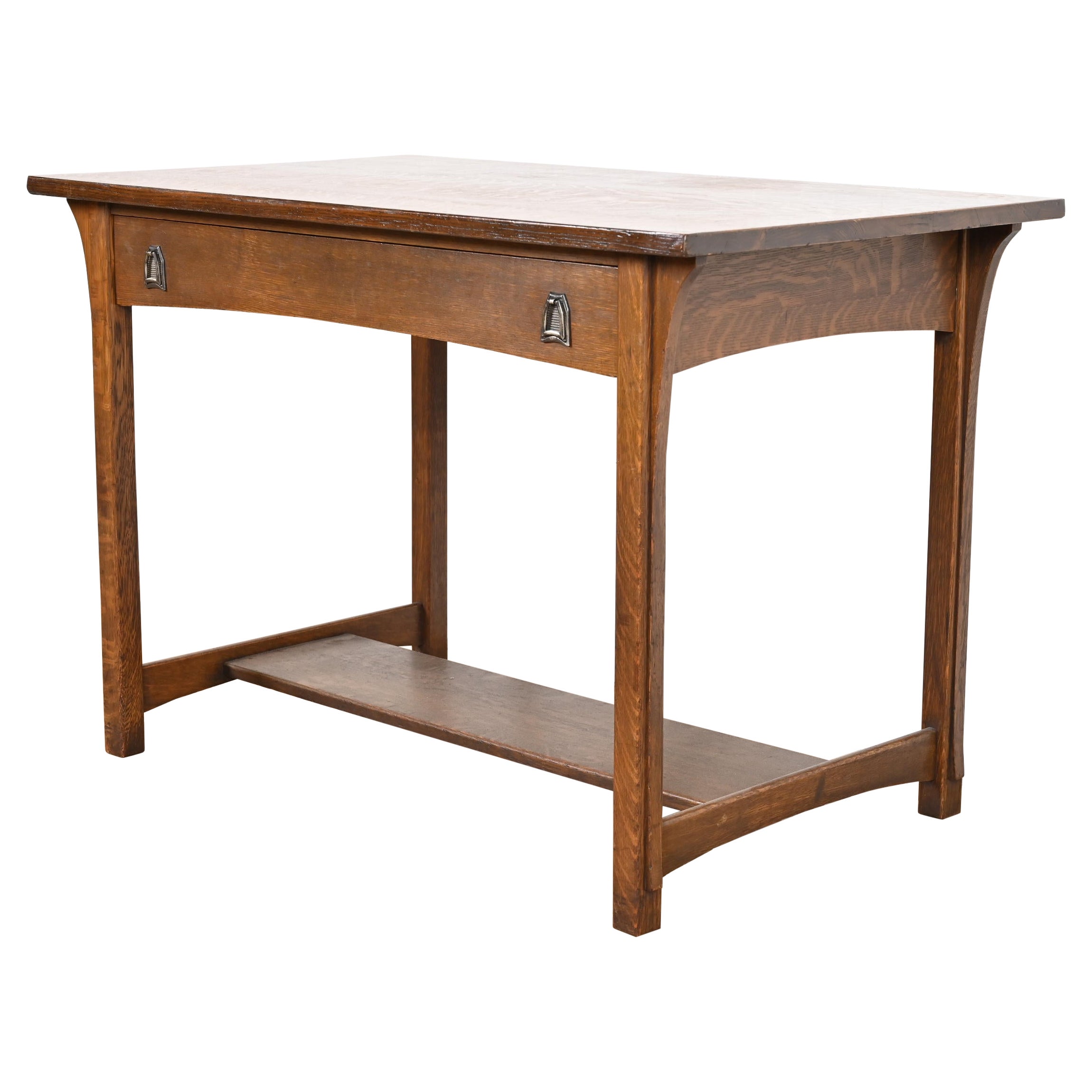 Lifetime Furniture Escritorio o mesa de biblioteca antiguos Mission Oak Arts & Crafts