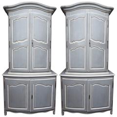 Antique Pair of French Painted Buffet a Deux Corps