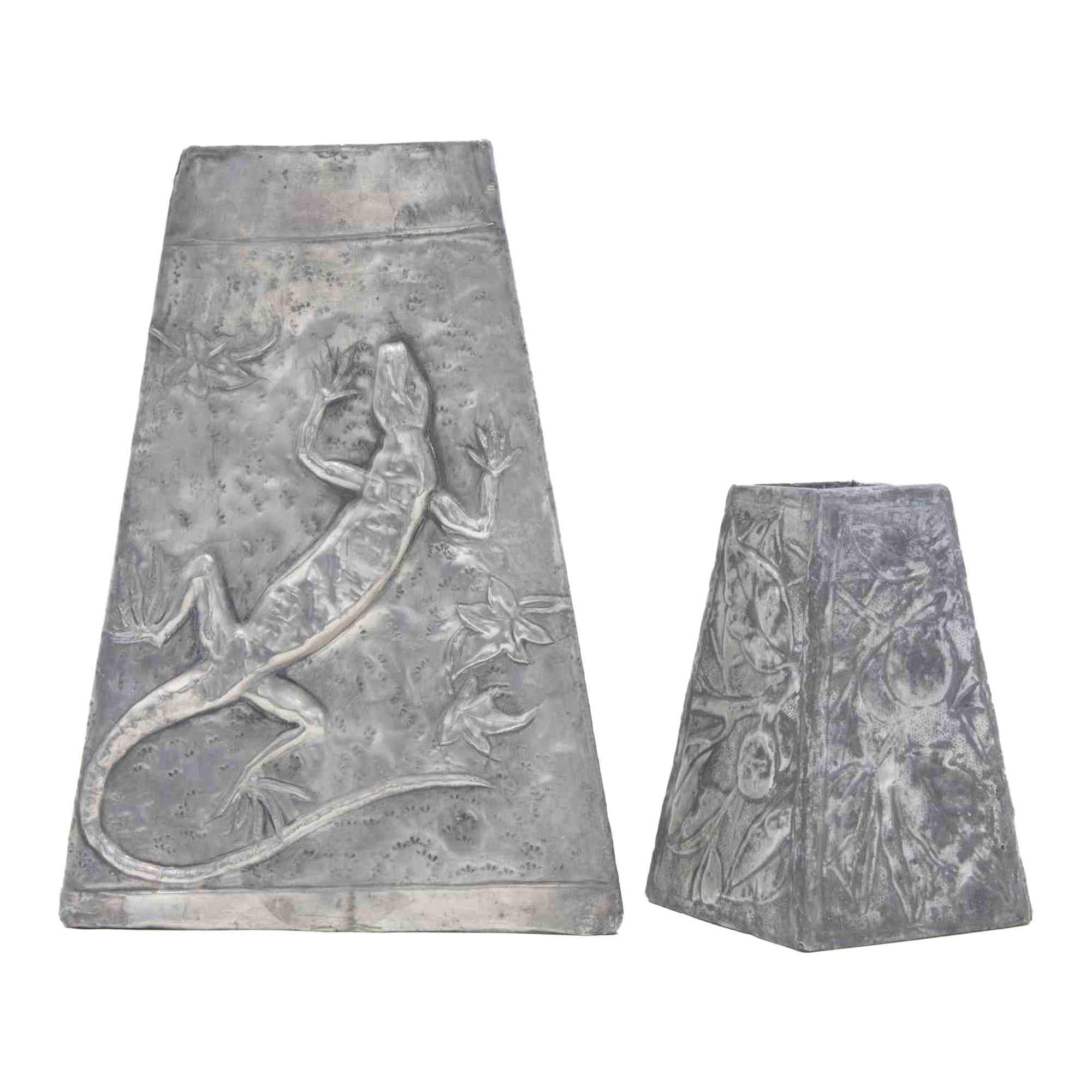 Set von 2 Jugendstilvasen aus Zinn, Italien, frühes 20. Jahrhundert