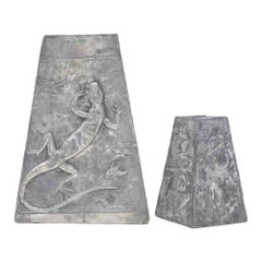Set von 2 Jugendstilvasen aus Zinn, Italien, frühes 20. Jahrhundert