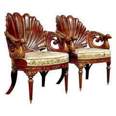 Vintage Boho Hand Carved Grotto Chairs - a Pair
