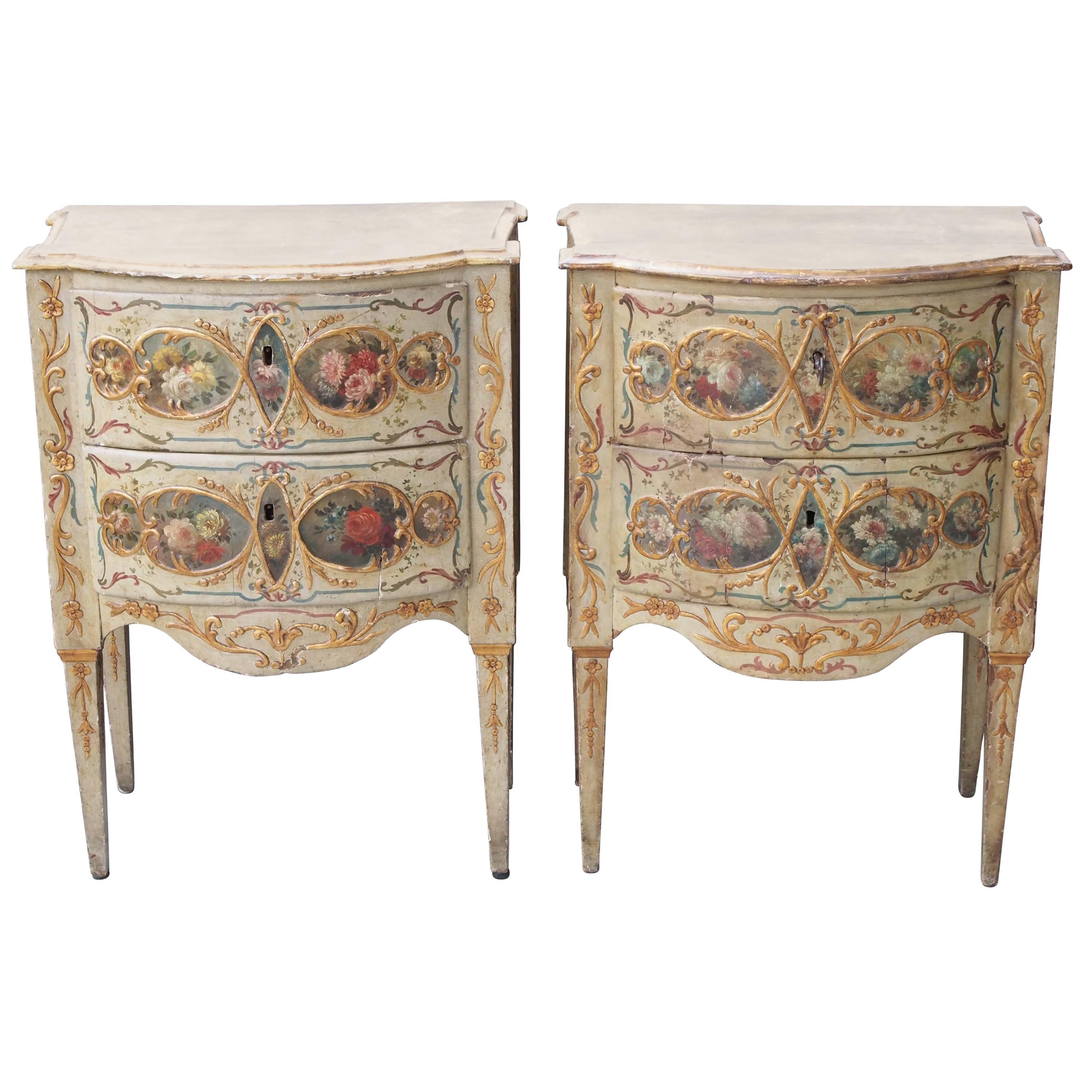 Pair of Venetian Painted Commodini For Sale