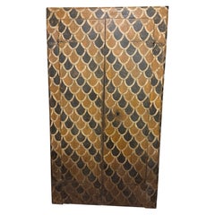 Wall cabinet, placard, cupboard in lacquered and painted wood tapestry, Italy
