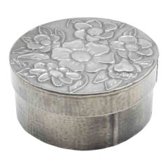 Antique Pewter Round Box, Italy, Early 20th Century