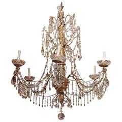 Italian Genovese Giltwood, Gilt Iron and Crystal Chandelier 11