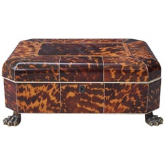 Late English Regency Tortoiseshell Sewing Box