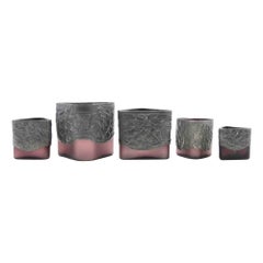 Set of 5 Art Nouveau Pewter Vases, Italy, Early 20th Century