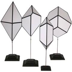 Contemporary Set of Four White with Black Paper Molecule Sculptures, France