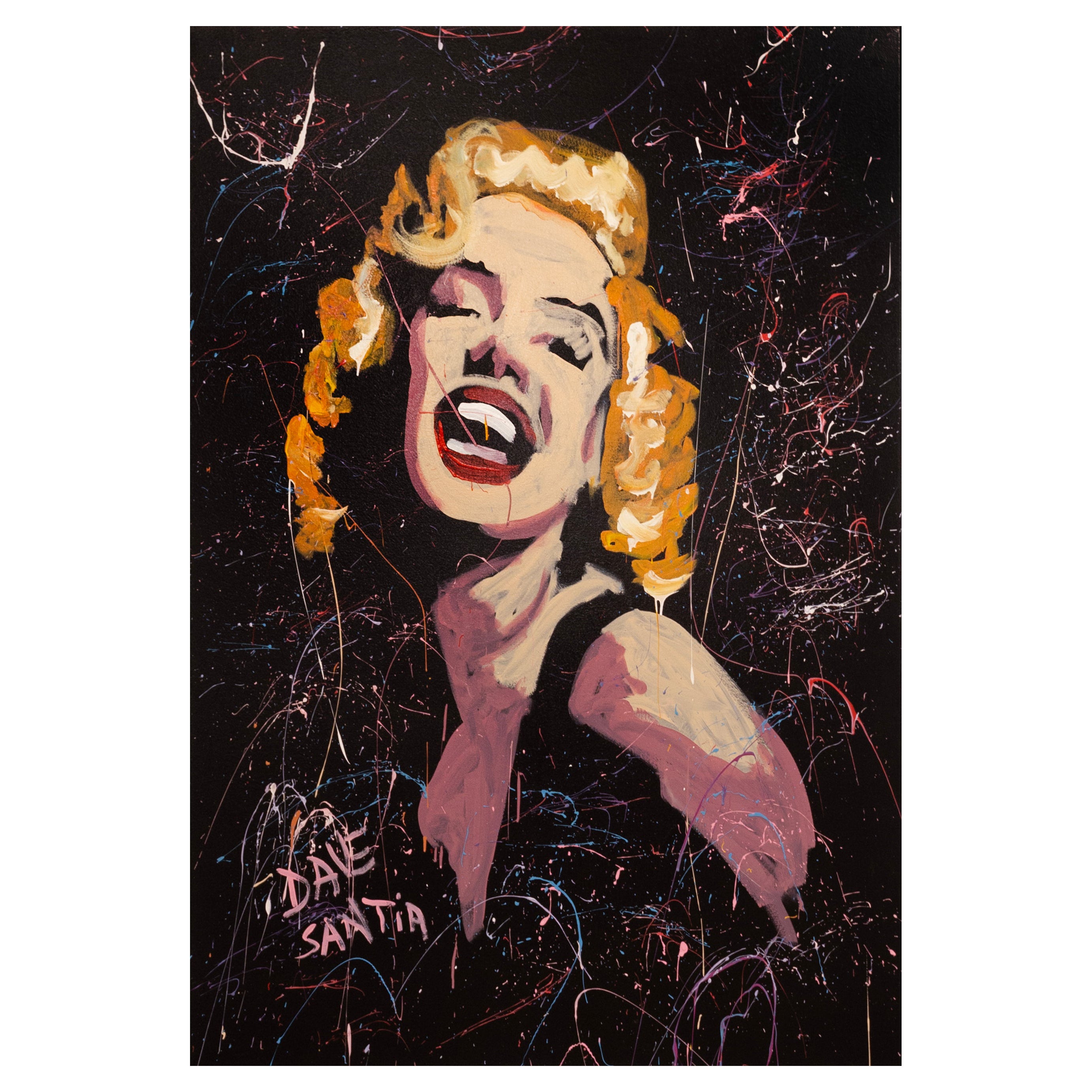 Dave Santia Marilyn Monroe signiert Live Speed Portrait Gemälde auf Leinwand 2013