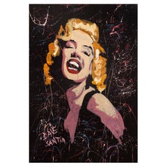 Dave Santia Marilyn Monroe Firmado Retrato en vivo de velocidad Pintura sobre lienzo 2013