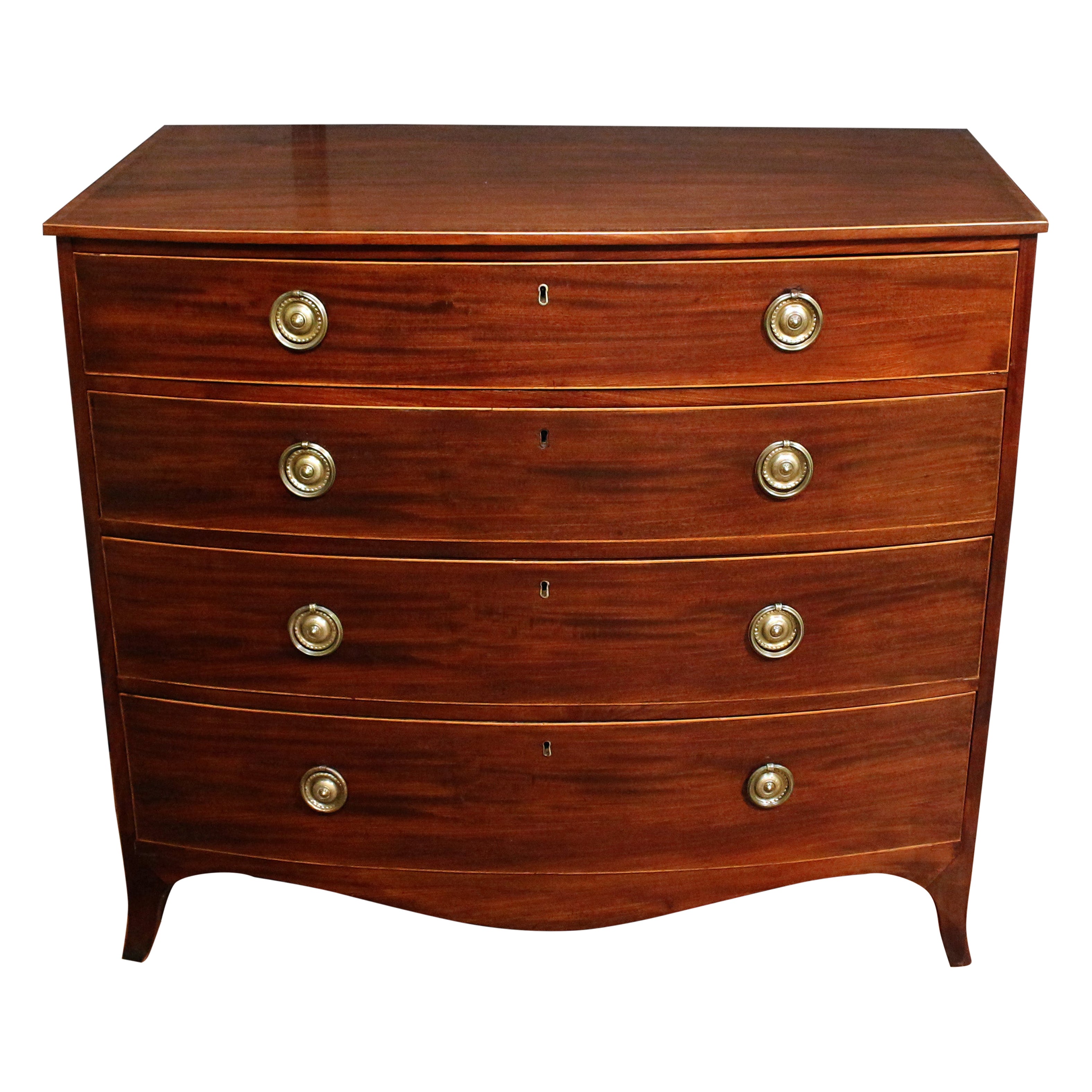 Circa 1790 English George III Bowfront Chest of Drawers