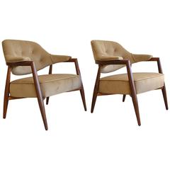 Pair of Walnut Lounge Chairs by Maurice Bailey for Monteverdi-Young