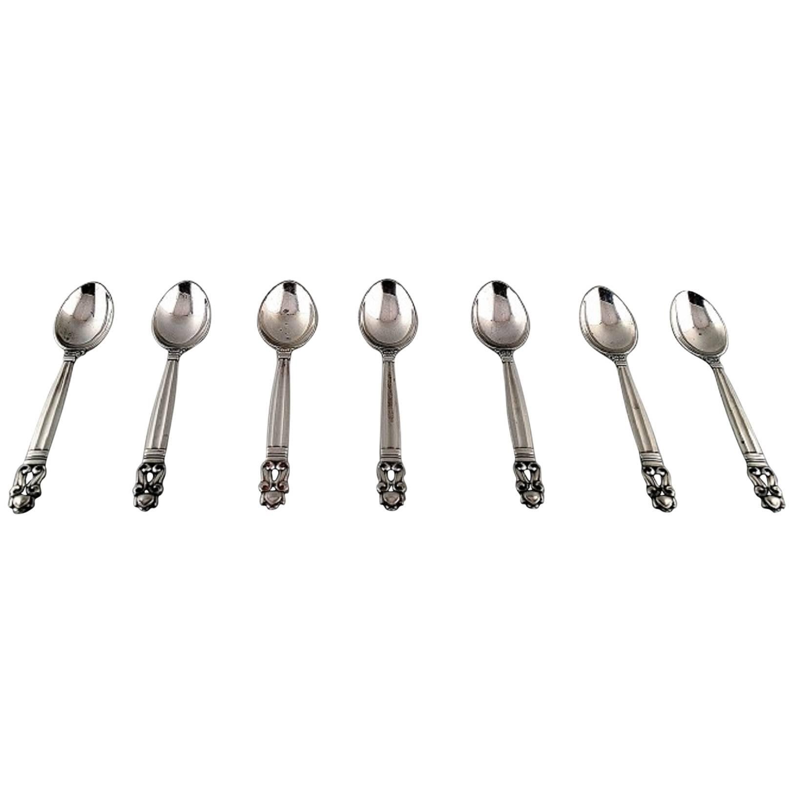 Seven Georg Jensen Sterling Silver Coffee Spoons