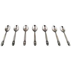 Seven Georg Jensen Sterling Silver Coffee Spoons