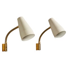 Lisa Johansson-Pape, Wall Lights, Brass, Metal, Finland, 1960s