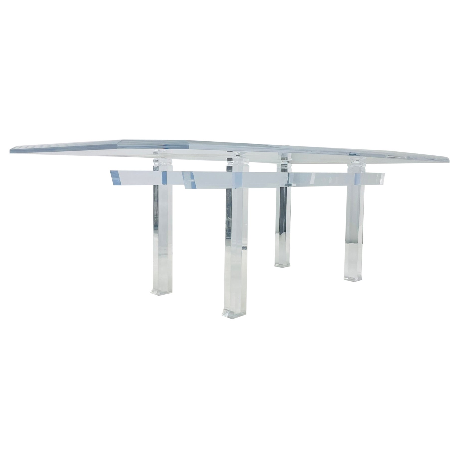 "Pagoda" Dining table in Solid Lucite by Charles Hollis Jones, Signed For Sale