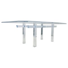 Table de salle à manger pagode en lucite massive de Charles Hollis Jones, signée