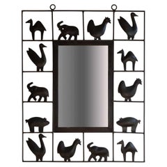 Specchio per animali in ferro battuto in stile Atelier Marolles, Francia