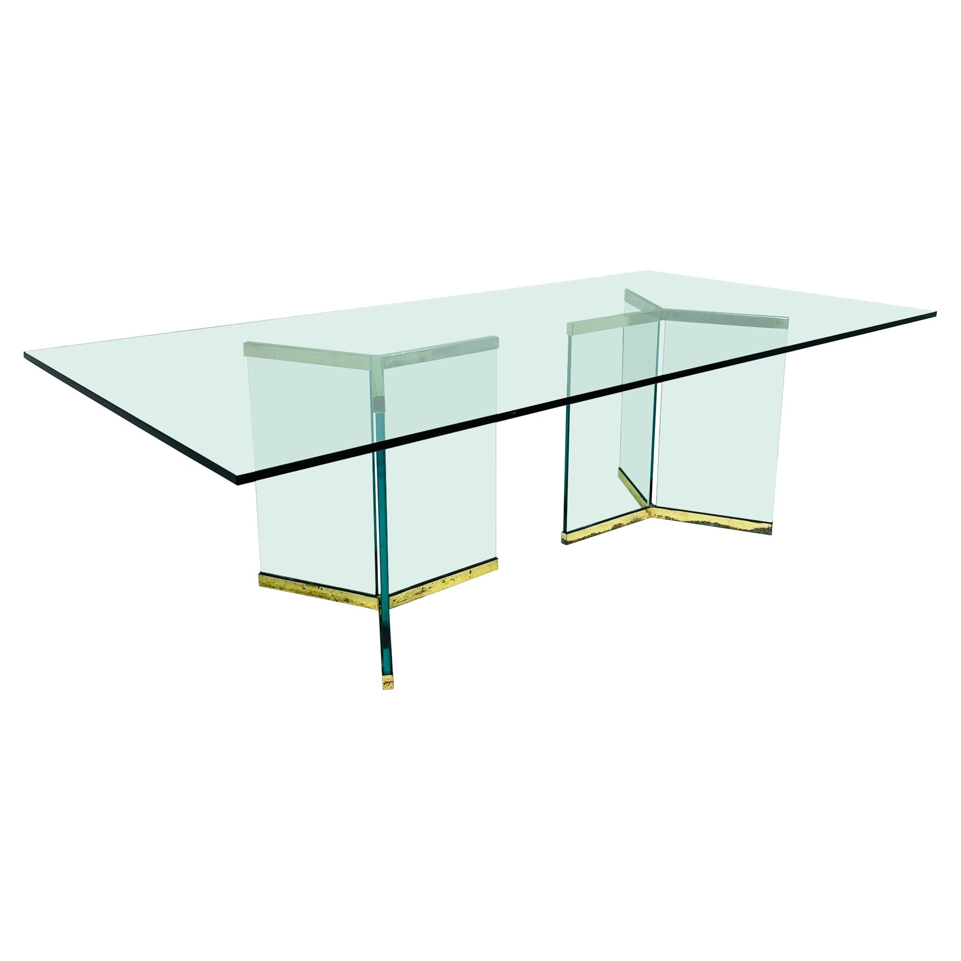 Brass & Glass Dining Table by Leon Rosen for Pace Collection