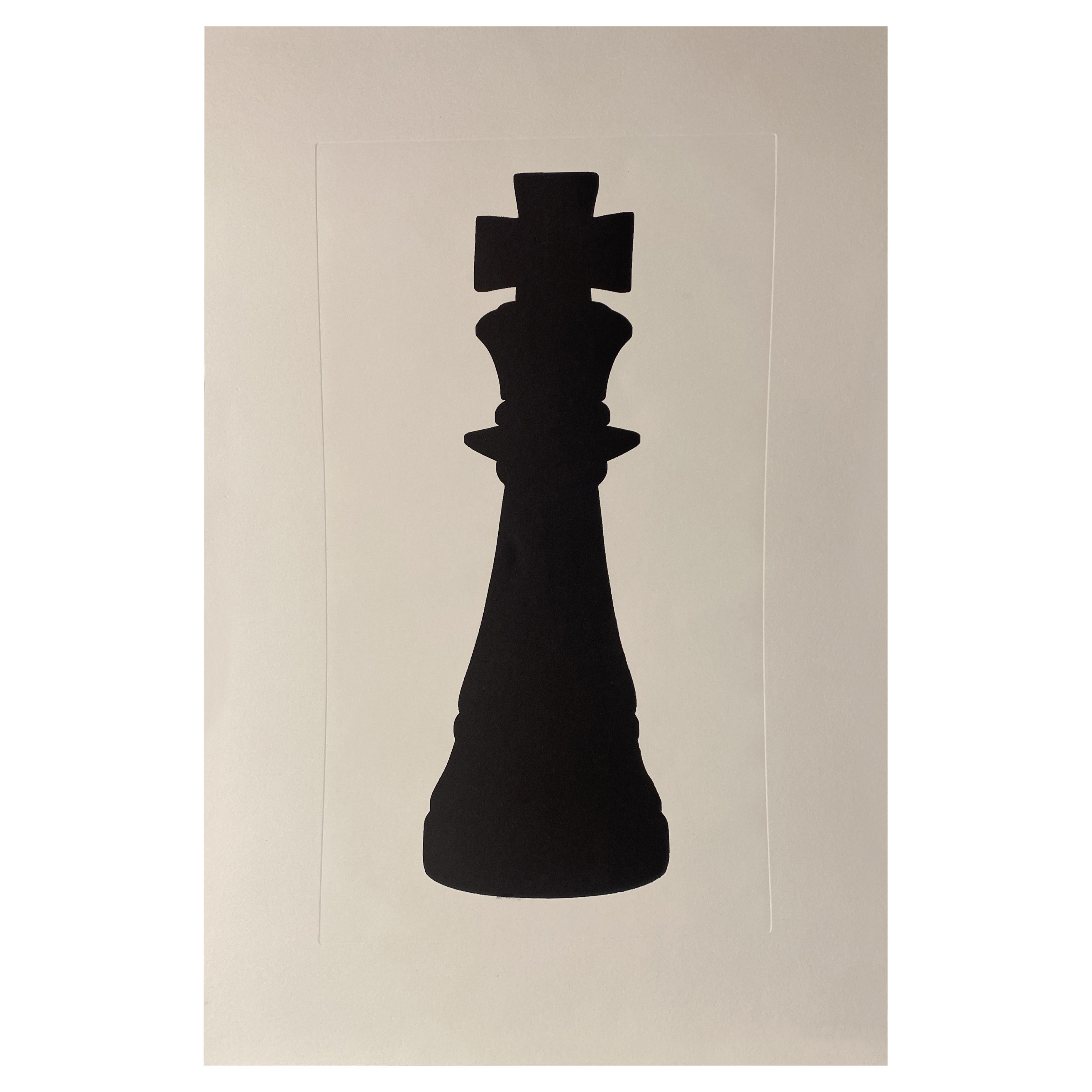 Italian Contemporary Hand Painted Chess Black Silhouette Print "King" 1 of 3