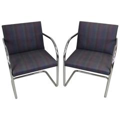 Pair of Mies van der Rohe Chrome and Tubular Style "Brno" Chairs