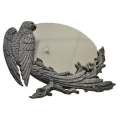 Antique Art Deco Cast Iron Eagle Phoenix Bird Vanity Table Top Mirror