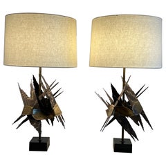 Pair of Brutalist Lamps by Laurel