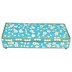 1920’s Art Deco Blue Cloisonné Cherry Blossom Box Rectangular