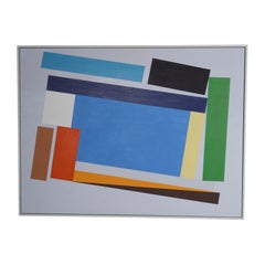 Pintura abstracta de bordes duros a mayor escala sobre lienzo Escena artística californiana