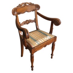Mahogany Office Armchair with Swan Neck Decorations  from English Regency Period