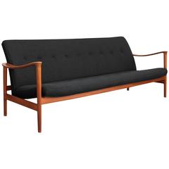 Sofa by Torbjørn Afdal, Norway Teak and Black Wool