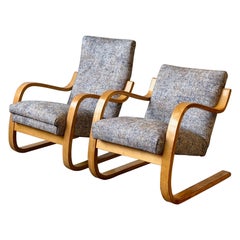 Model 401 + 402 Bentwood Lounge Chairs by Alvar Aalto for Artek