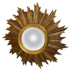 Schöne Starburst Sunburst vergoldet Harz konvexen Spiegel Belgien, circa 1970er Jahre