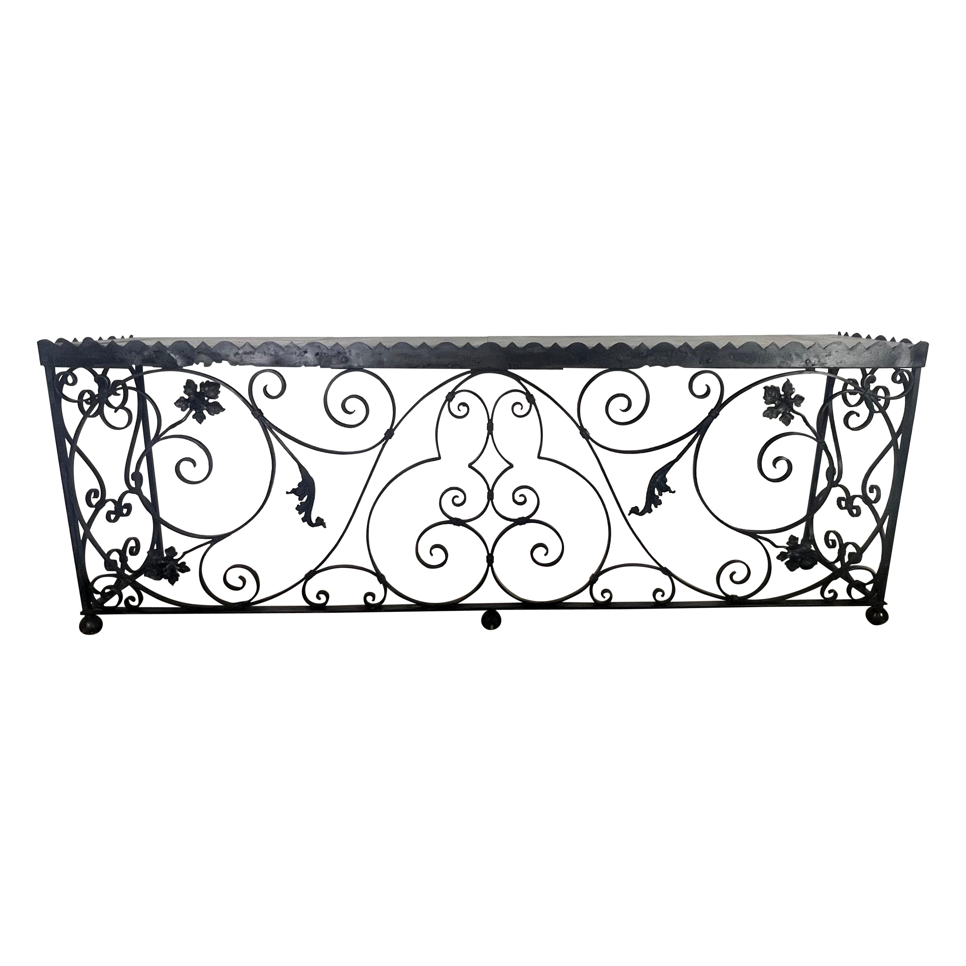 Spanish Wrought Iron Console w/ Sectioned Slated Top C. 1920