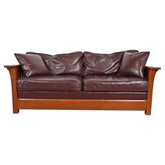 L. & J. G. Stickley Mission Oak Arts and Crafts Sleeper Sofa or Loveseat