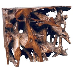 Consolle Travail Populaire Burl Root Wood, Italia, anni '60