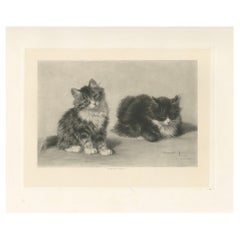 Charming Pair of Kittens - Antique Cat Print by Henriette Ronner, 1894