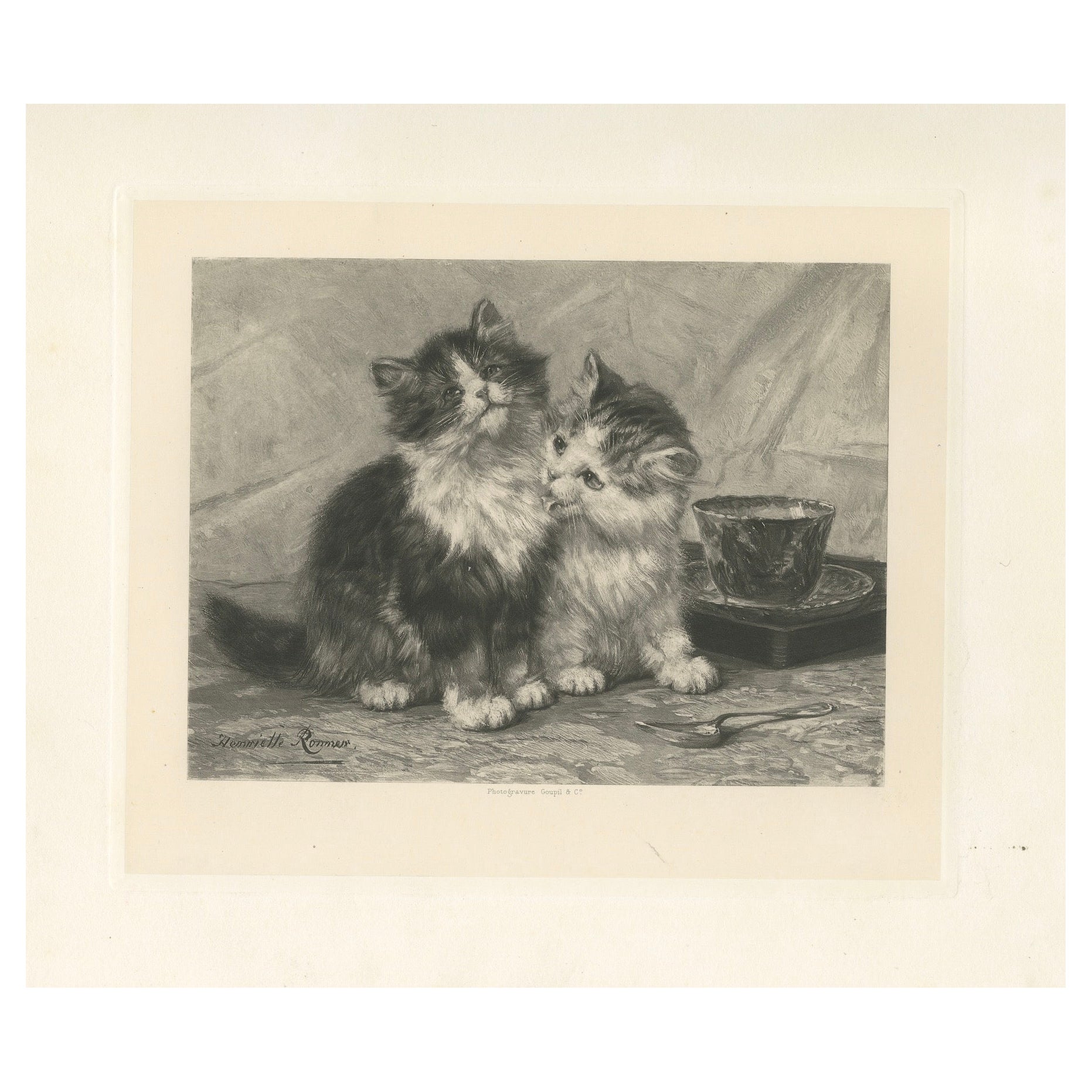 "Sentimiento amistoso" - Gatos y gatitos de Henriette Ronner (1894)